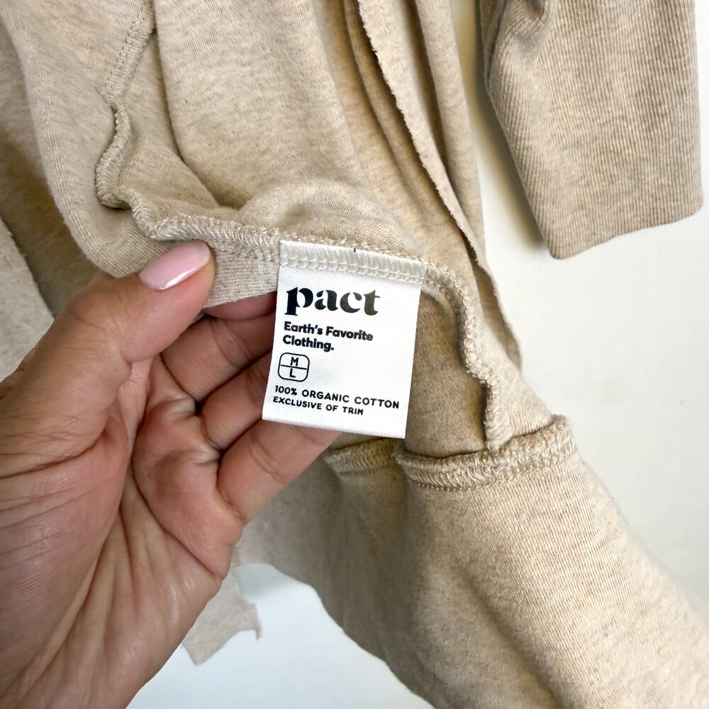 Pact Organic Cotton Womens Heather Wheat Cardigan Sweater Beige - M/L - Picture 5 of 9
